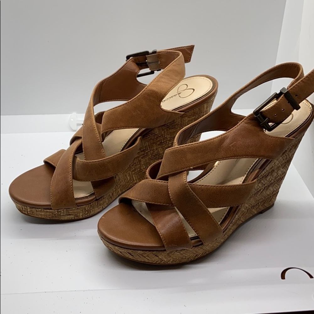 Casual leather wedges